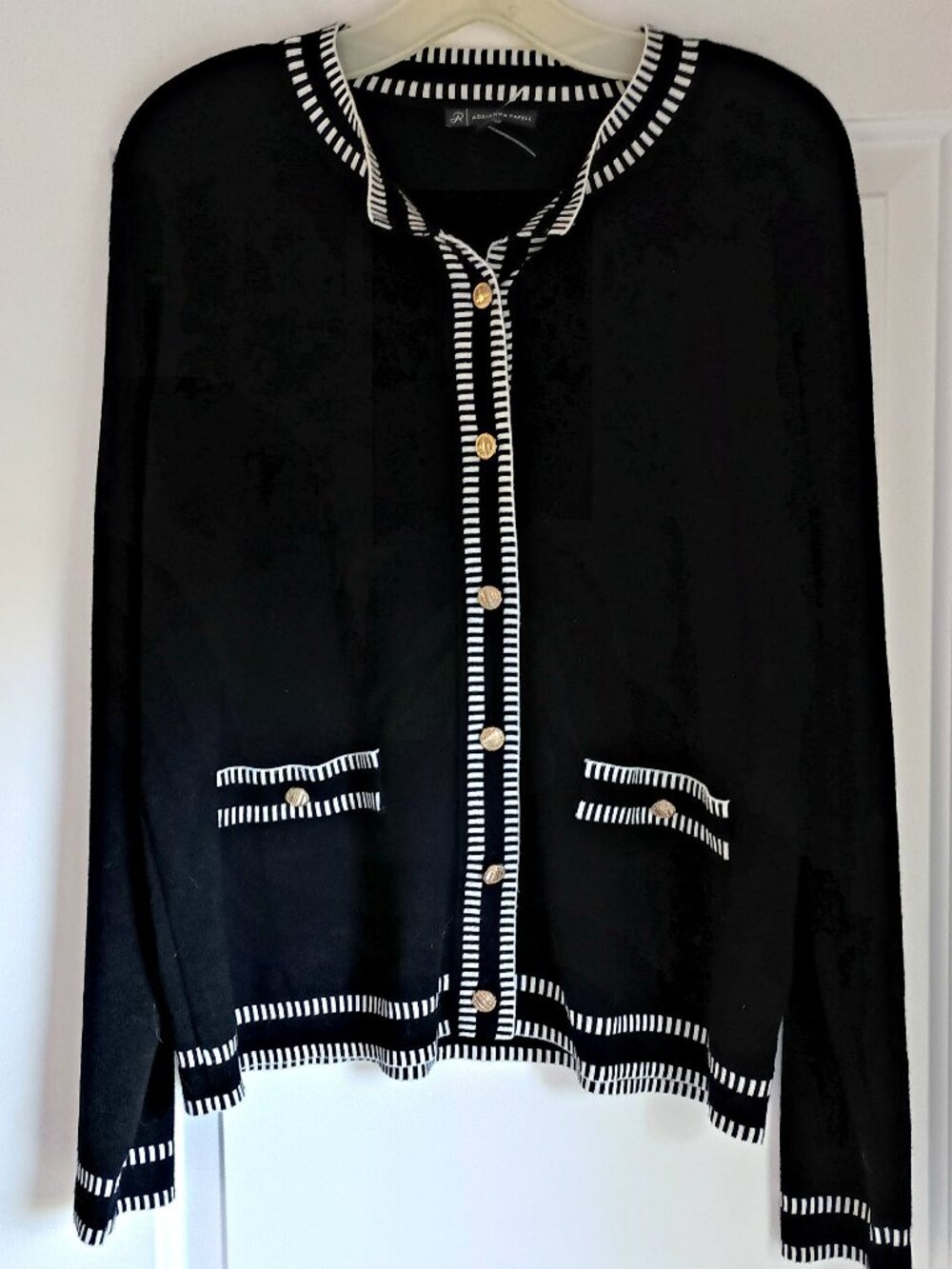 ADRIANNA PAPELL Collegiate CARDIGAN SWEATER SZ L